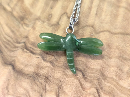 Dragonfly Pendant — 26mm Canadian Nephrite Jade