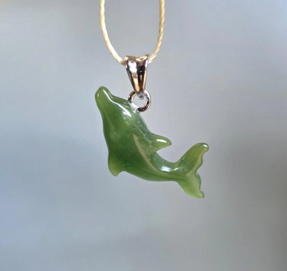 Dolphin Pendant — 25mm Canadian Nephrite Jade