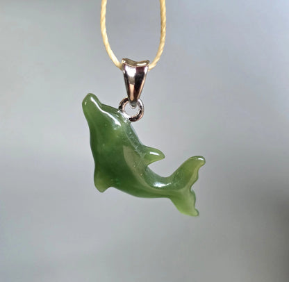 Dolphin Pendant — 25mm Canadian Nephrite Jade