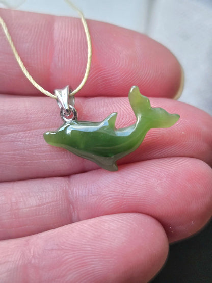 Dolphin Pendant — 25mm Canadian Nephrite Jade