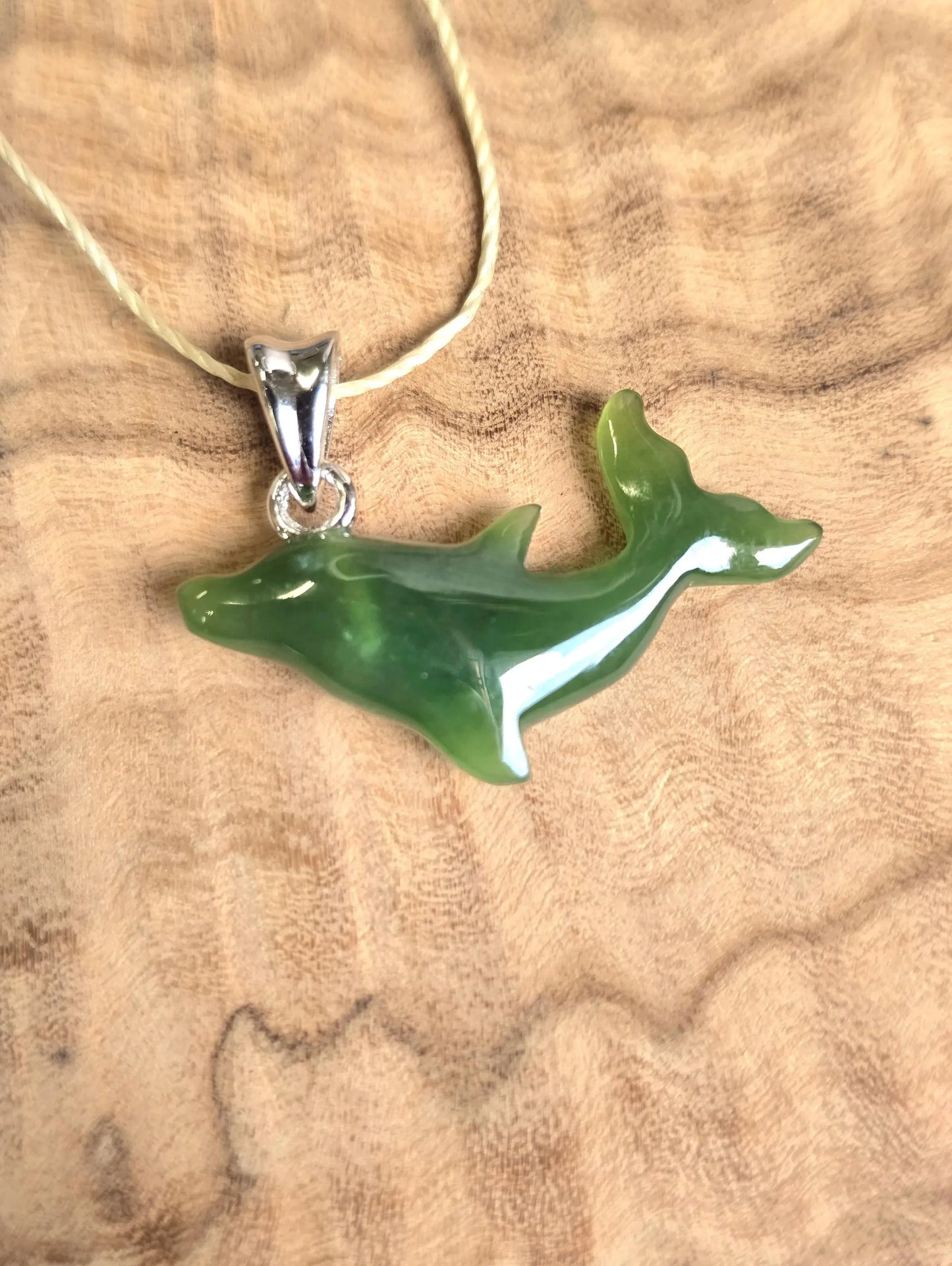 Dolphin Pendant — 25mm Canadian Nephrite Jade