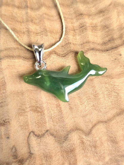 Dolphin Pendant — 25mm Canadian Nephrite Jade