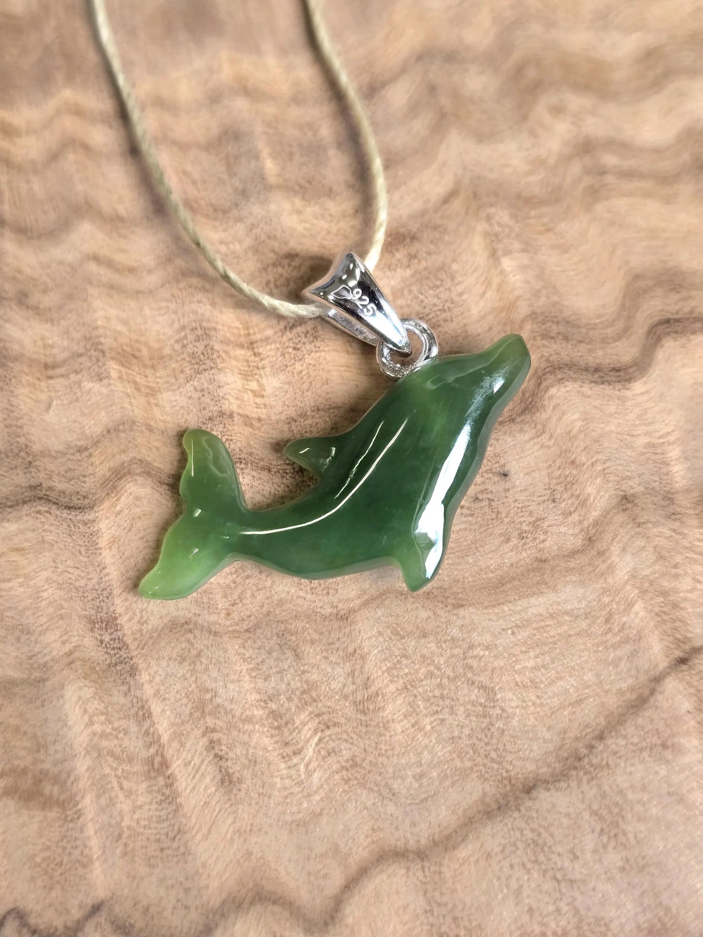 Dolphin Pendant — 25mm Canadian Nephrite Jade