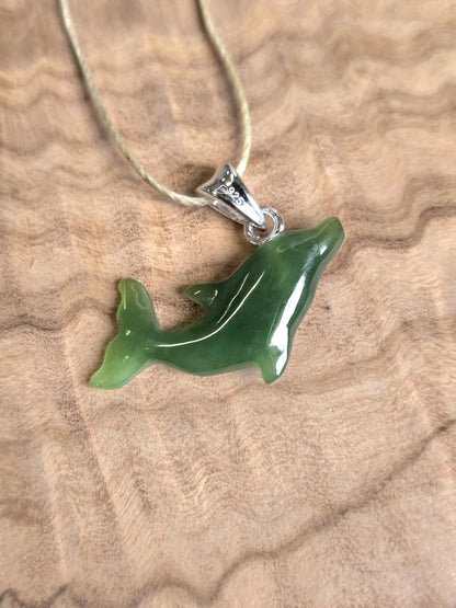Dolphin Pendant — 25mm Canadian Nephrite Jade