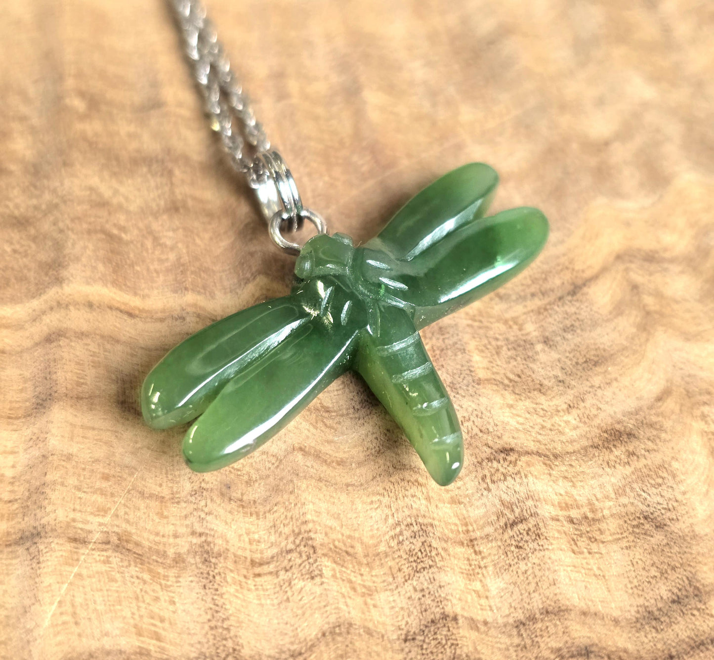 Dragonfly Pendant — 26mm Canadian Nephrite Jade