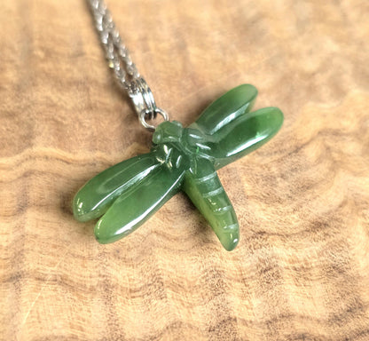Dragonfly Pendant — 26mm Canadian Nephrite Jade
