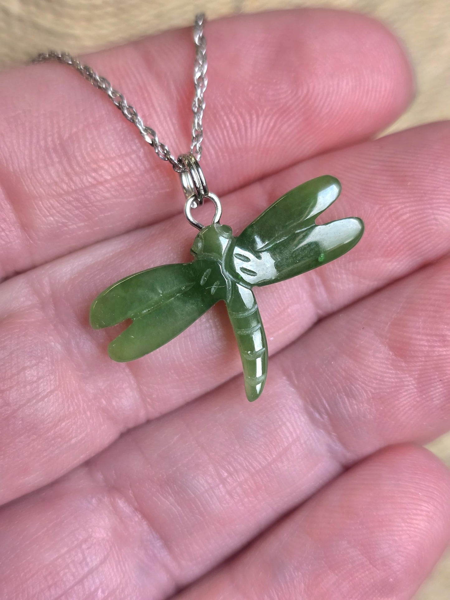 Dragonfly Pendant — 26mm Canadian Nephrite Jade