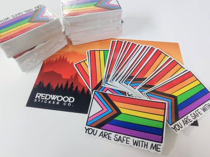 Pride Flag Sticker - "You Are Safe With Me"