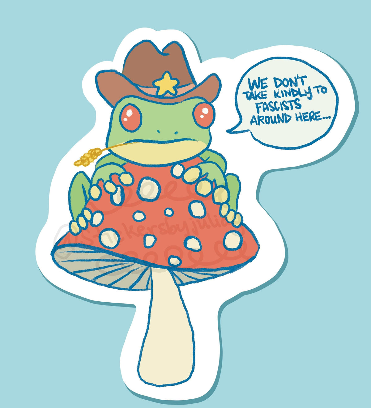 Antifa Frog Vinyl Sticker | Anti-Fascist Mushroom Cowboy - Dishwasher Safe and Weatherproof Decal