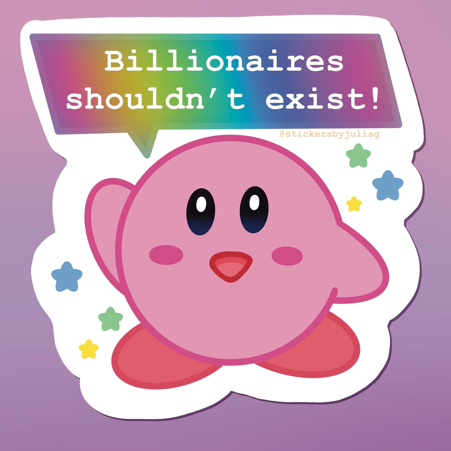 Billionaires Shouldn't Exist! Anticapitalist Kirby | Dishwasher Safe and Weatherproof Decal