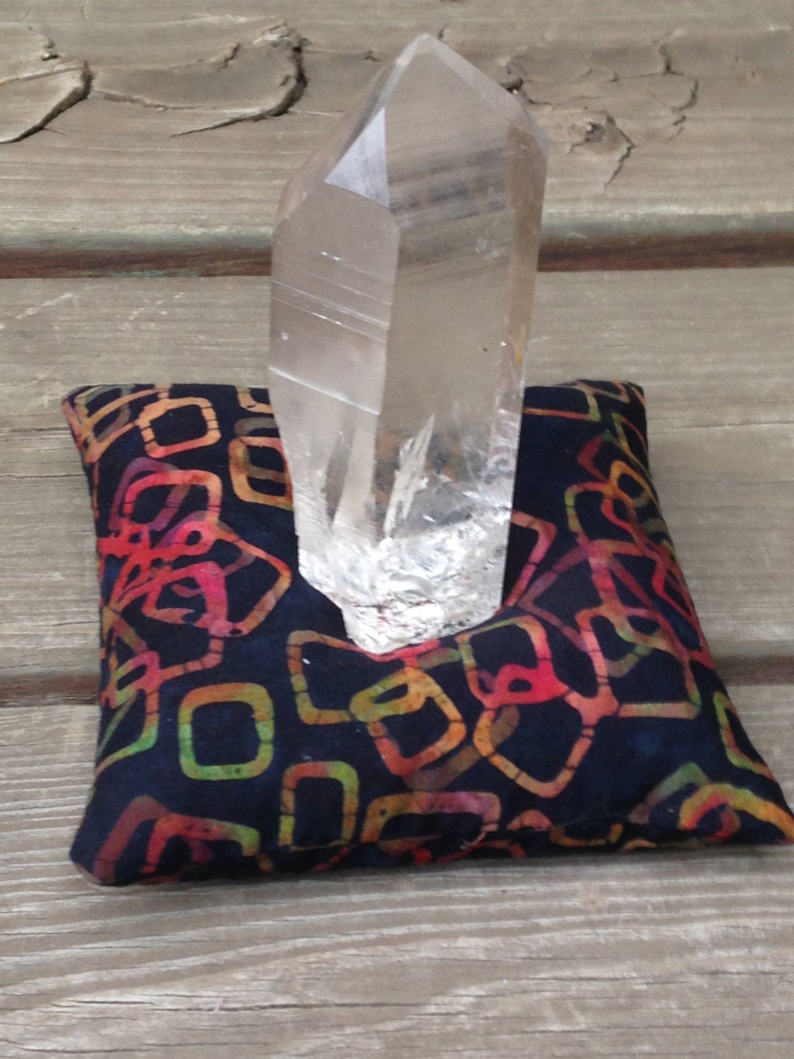 Geometric Singing Bowl Crystal Display Pillow – Batik Cushion for Crystal Spheres & Bowls