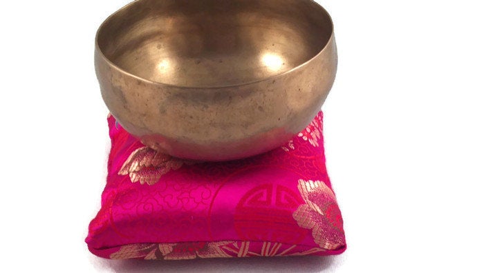 Fuchsia Singing Bowl Crystal Display Pillow – Brocade Display Cushion for Crystal Spheres