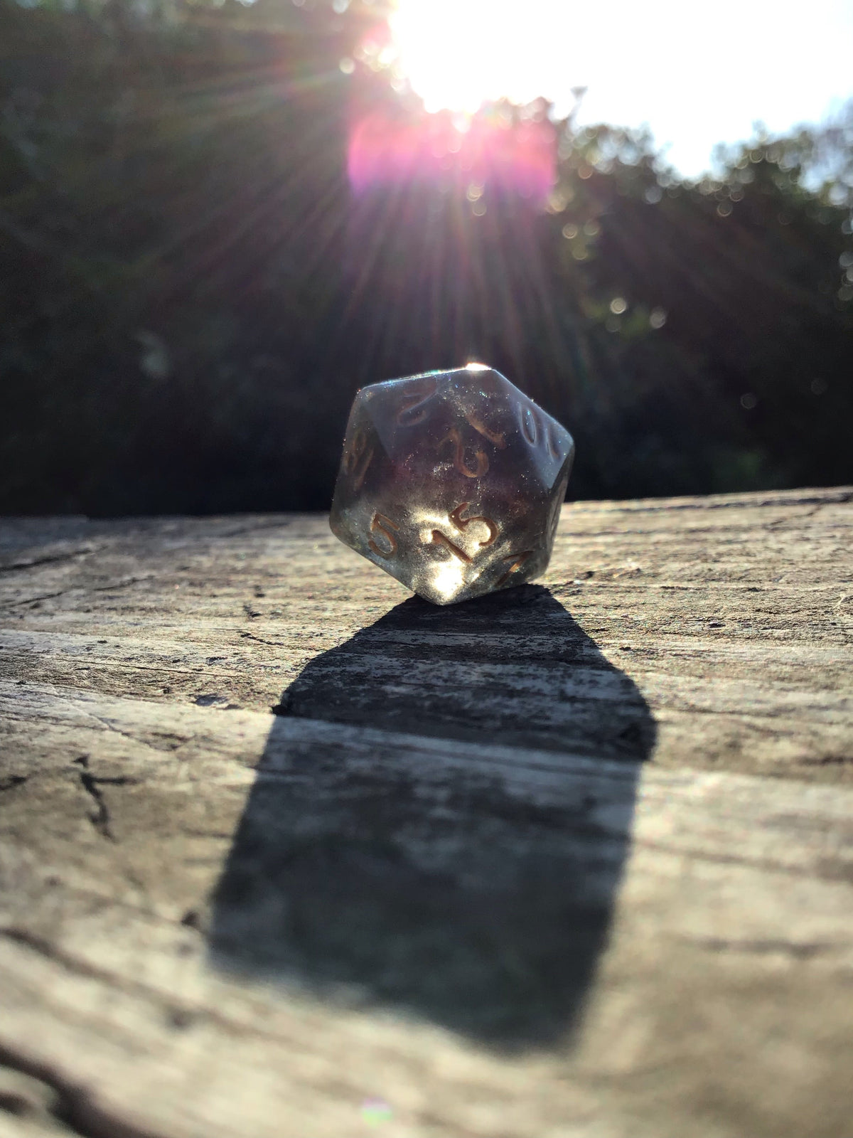 Caleb Widogast Inspired D20 – Handmade Blood-Red Color-Shifting Gaming Die with Holographic Flame