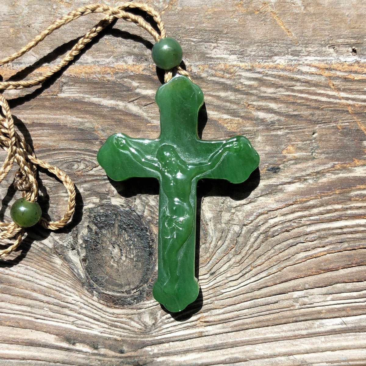 Jade Crucifix Pendant — Canadian Nephrite Jade (4814)
