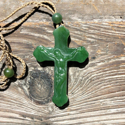 Jade Crucifix Pendant — Canadian Nephrite Jade (4814)