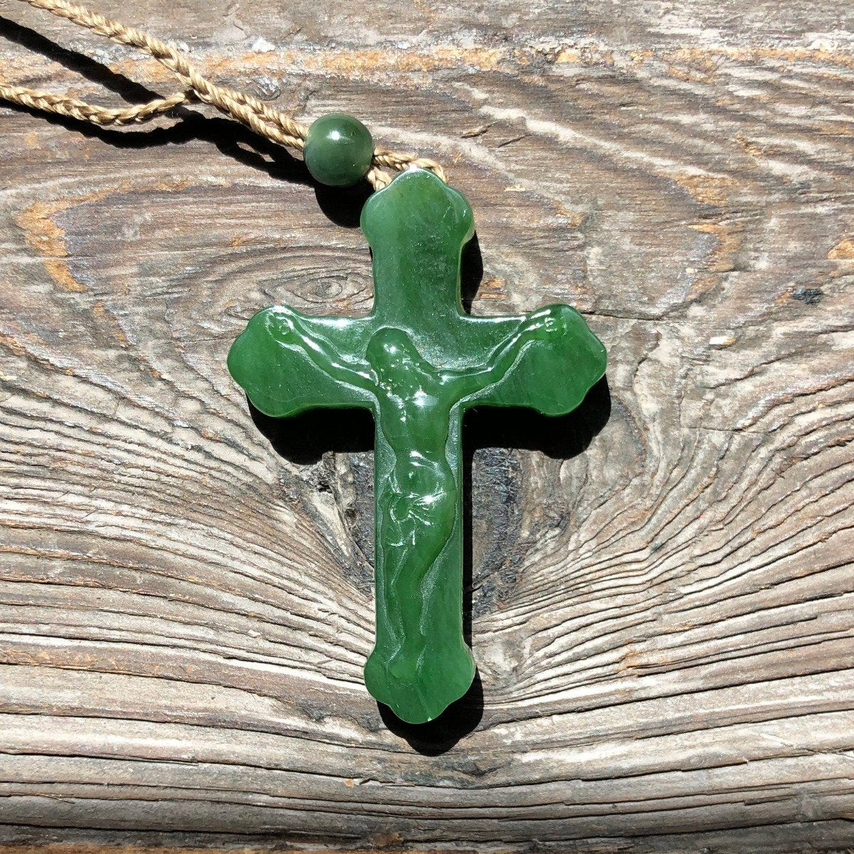 Jade Crucifix Pendant — Canadian Nephrite Jade (4814)