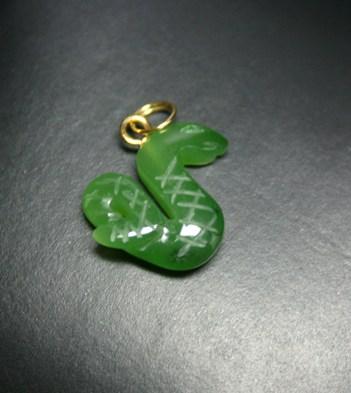 Jade Snake Charm — Canadian Nephrite Jade