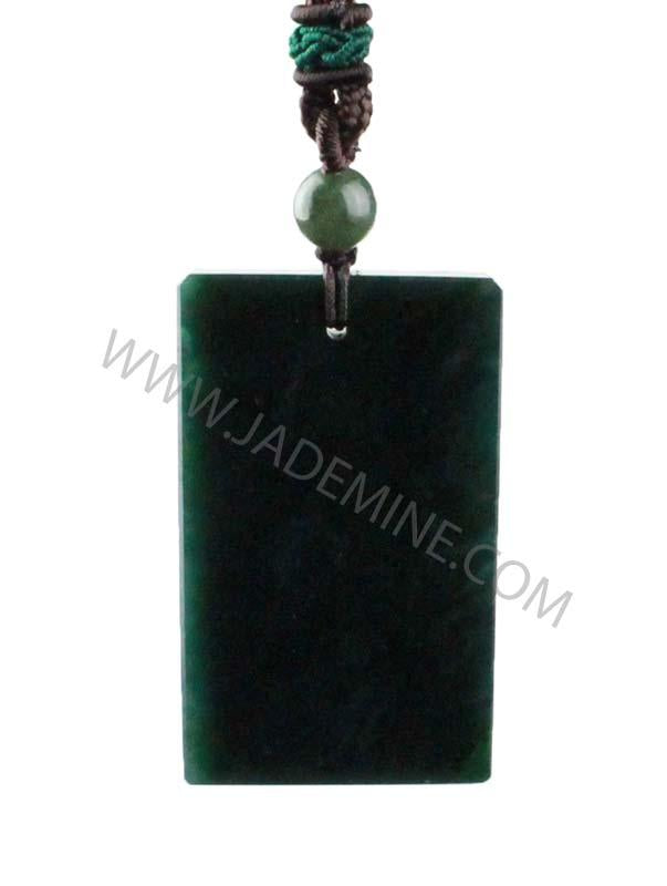 Jade Pendant — Dark Green Rectangle, Canadian Nephrite