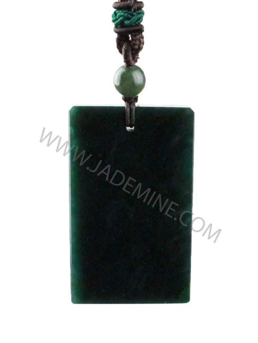 Jade Pendant — Dark Green Rectangle, Canadian Nephrite