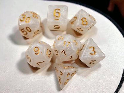 Invisibility Potion Dice Jar — Pearl 7-Piece DND Dice Set