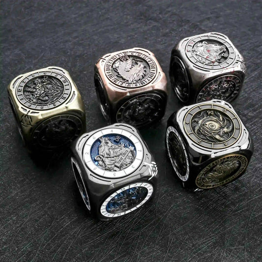 Kickstarter Dice -  7-in-1  Unique  Metal D6 Spinning Dice 2.0