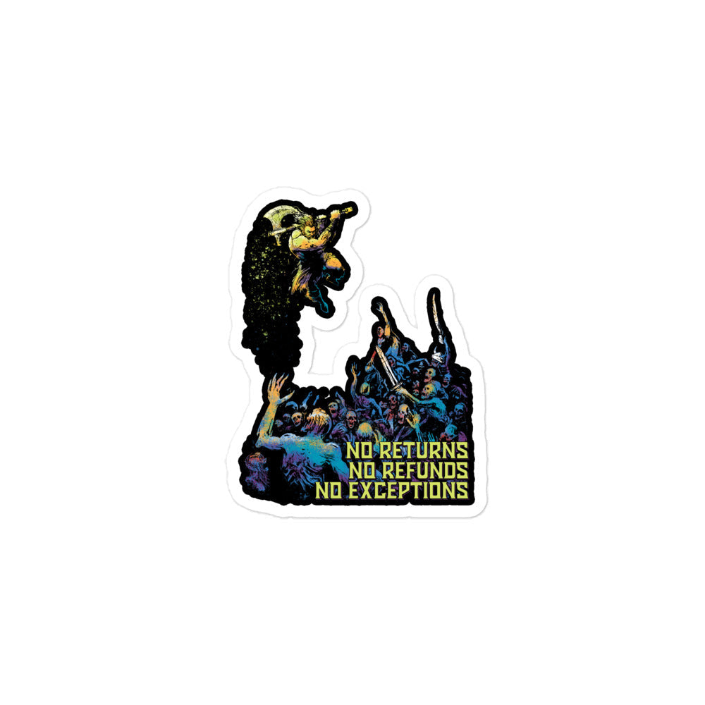 No Returns, No Refunds — Barbarian D&D Sticker