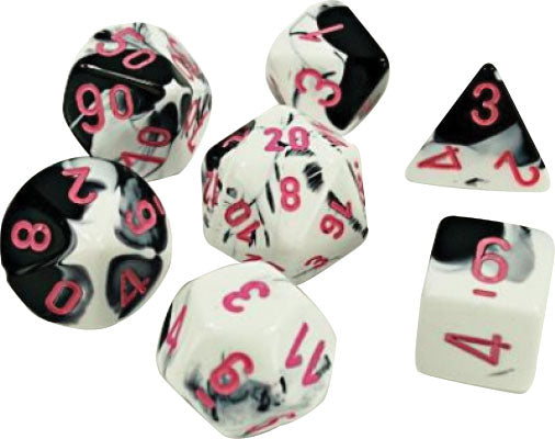 Gemini Polyhedral Black-White/Pink 7-Die Set