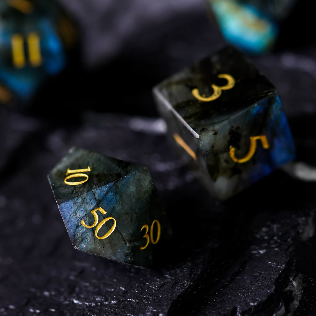 Labradorite Gemstone Dice Set