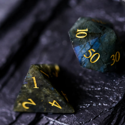 Labradorite Gemstone Dice Set