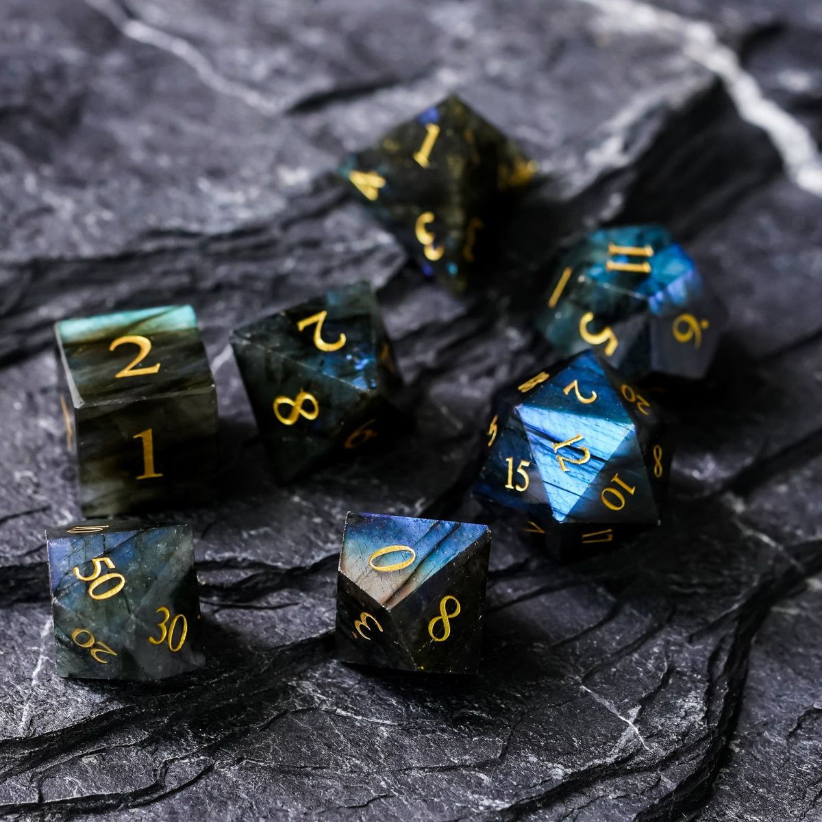 Labradorite Gemstone Dice Set