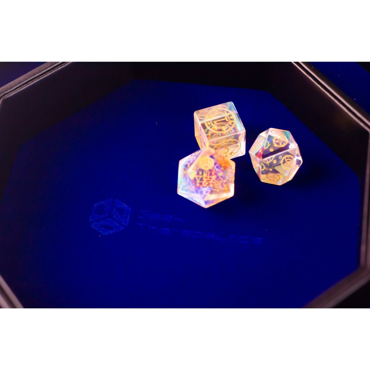 Leather Dice Vault With Lid, Storage for 5 Sets of Dice, and Staging Area (Red, Green, Blue, Purple)