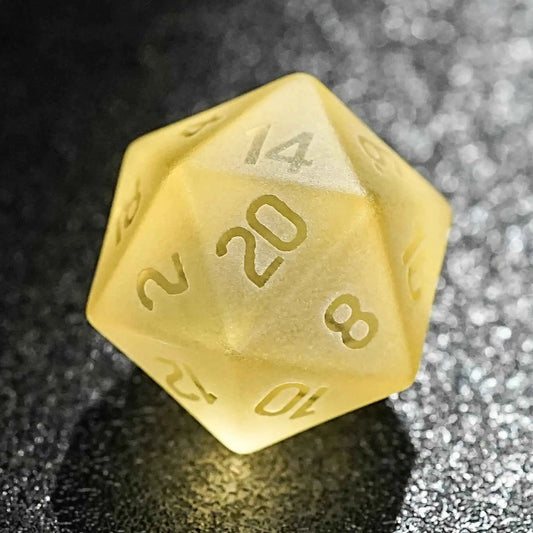 Light Yellow Gummy Frosted Gemstone DND Dice Set — 7-Piece Polyhedral TTRPG Dice