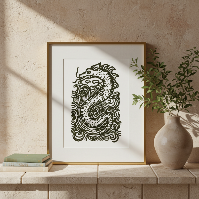 Loch Ness Sea Monster Folklore Art Print Reproduction