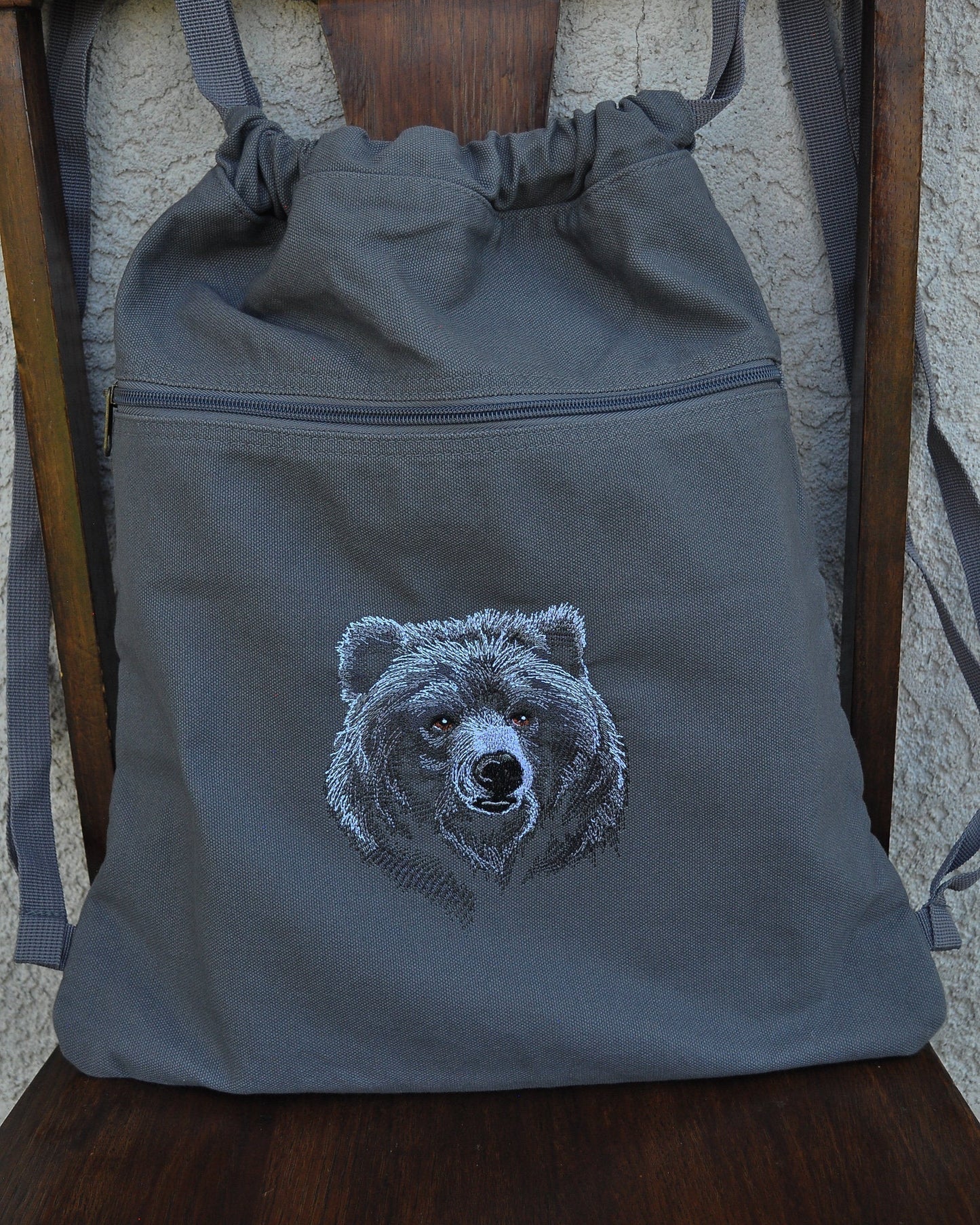 Majestic Bear Canvas Cinch Sack — TTRPG Dice & Gear Bag