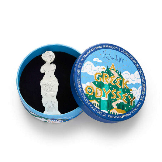 Marble Muse Aphrodite Brooch – Limited-Run Venus de Milo Layered Resin Pin, Greek Odyssey