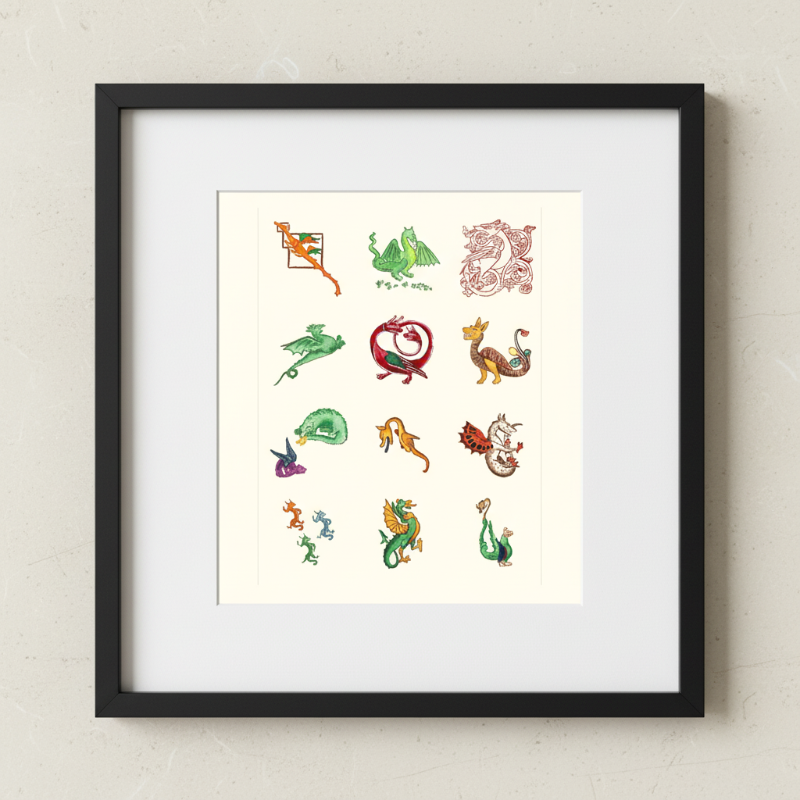 Medieval Dragon Study Fine Art Print 11x14
