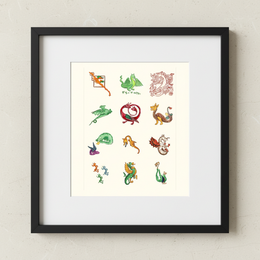 Medieval Dragon Study Fine Art Print 11x14