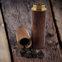 Micro metal dice in wood case