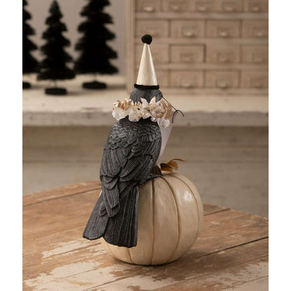 Midnight Messenger Crow – Vintage-Style Halloween Collectible with Pumpkin & BOO Banner