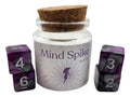 Mind Spike Spell Dice Jar - D&D Spell Dice Set with 4 Purple D6 in Glass Bottle
