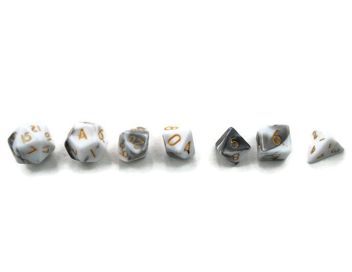 Yin & Yang Mini 10mm Swirl DND Dice Set in Tube