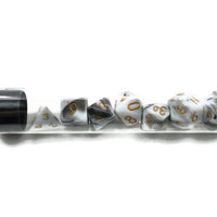 Mini dice set, black and white swirl