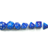 Mini dice set, blue and purple swirl