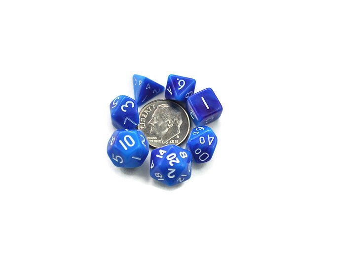 Blue and Purple Swirl Mini 10mm DND Dice Set