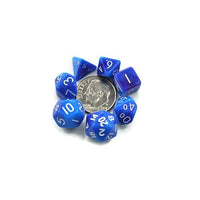 Mini dice set, blue and purple swirl