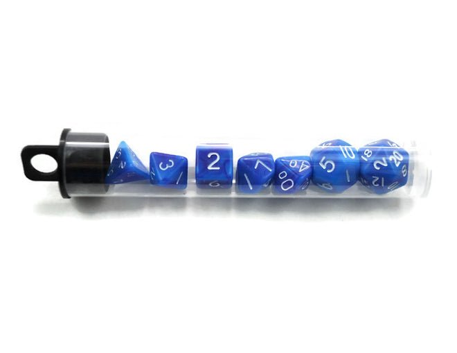 Blue and Purple Swirl Mini 10mm DND Dice Set