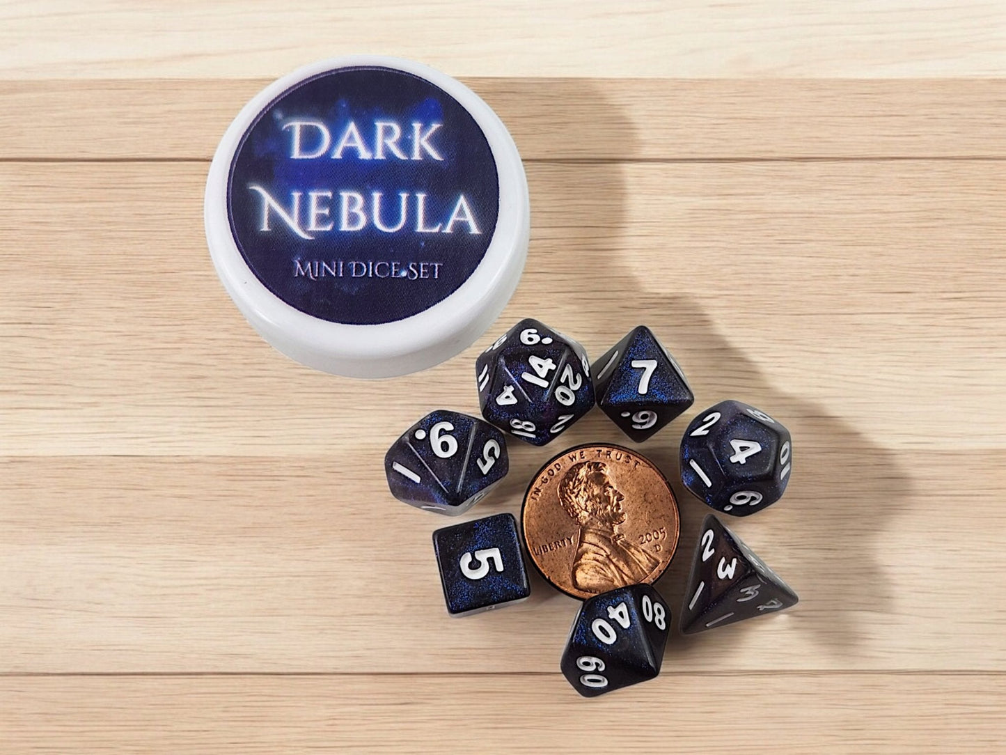 Dark Nebula Mini 10mm DND Dice Set in Tube