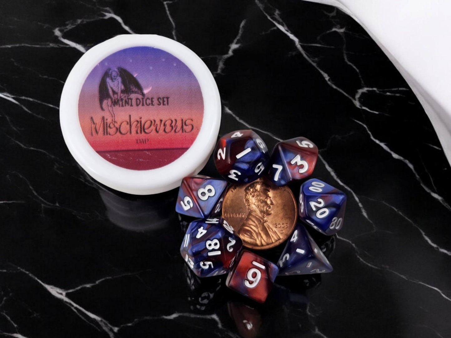 Mischievous Imp Mini 10mm DND Dice Set in Tube