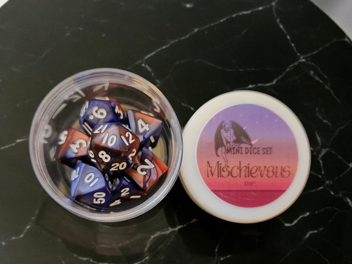 Mischievous Imp Mini 10mm DND Dice Set in Tube