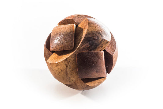 Mini Japanese Ball Puzzle - Six-Piece Wooden Burr Brain Teaser for Adults & Teens